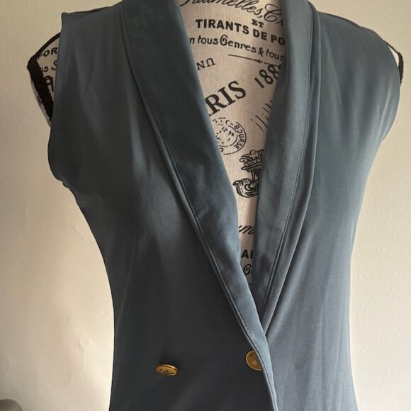 Sleeveless Double-Breasted Blazer Vest, Size M, Slate Blue - Picture 3 of 5